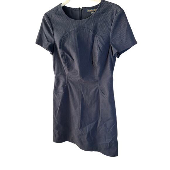 Brooks Brothers Dresses & Skirts - 0218 Brooks Brothers Navy Textured Cotton Asymmetric Sheath Dress Size 6